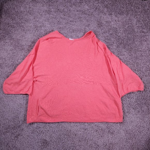 Pure Jill Sweater Womens Large Oversize Cotton Cashmere Front Pocket Salmon Pink - Picture 1 of 16
